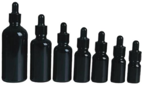 Round Black Glass Dropper Bottle, For Liquid Storing