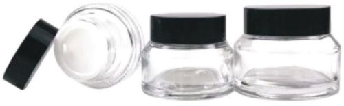 Polished Plain Clear Slant Glass Jar, For Cosmetic Storage, Feature : Crack Proof, Fine Finishing, Scratch Resistant