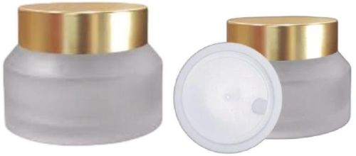 Round Colour Frosted Slant Glass Jar, For Cosmetic Storage, Capacity : 30gm 50gm