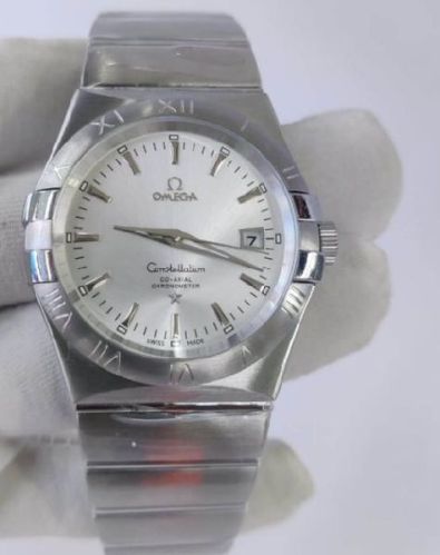 Omega Constellation Double Eagle Full Silver White Dial Stick Marker Swiss Automatic Watch