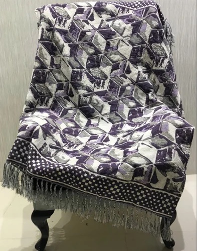 Printed Cotton/Polyester Jacquard Throw, For Home, Color : Gray, Brown