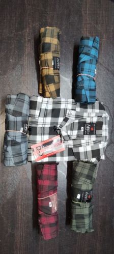 Checked Collar Neck Cotton Check Shirt, Occasion : Casual Wear