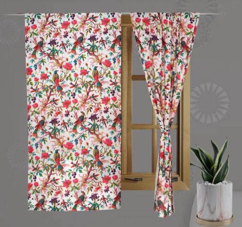 Luxury Bird Print Cotton Curtain, Technics : Hand Made