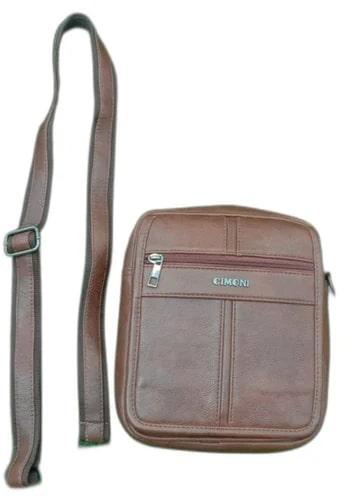 Plain Mens Leather Sling Bag Crossbody 19*8*23cm for Travelling