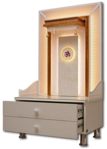 Indicraft Polished Printed Wooden Temple With Drawer, For House, Offices, Shops, Style : Antique