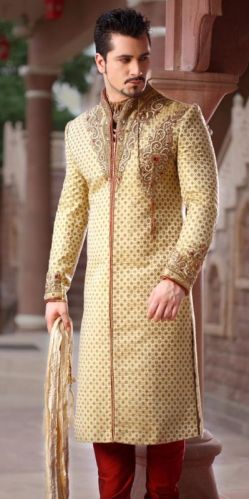 Embroidered Traditional Sherwani, Size : XL