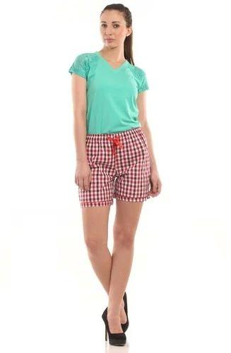 Multicolor Checked Cotton Ladies Boxer Shorts