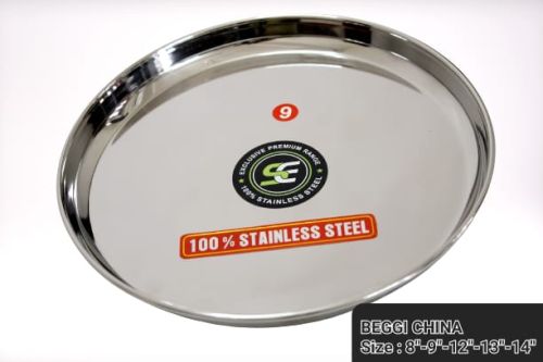 Silver Round Stainless Steel Beggi China Plate, For Serving Food, Size : 8, 9, 12, 13, 14 Inch