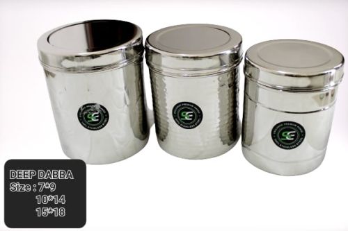 Silver Samayak Enterprises Plain Polished Stainless Steel Deep Dabba, For Kitchen Use