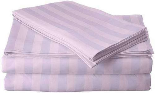 Zetmed Striped Purple Satin Bed Sheets, For Home, Hotel, Technics : Machine Made