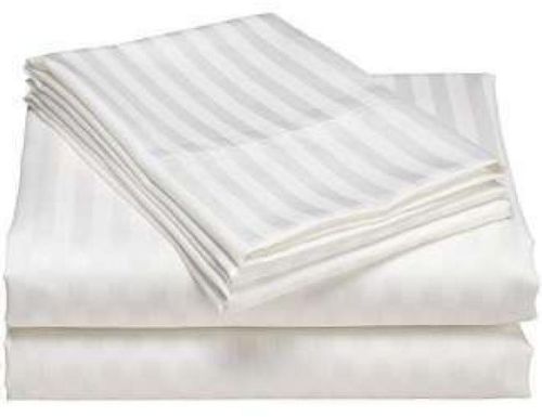 Zetmed Striped White Satin Bed Sheets, Technics : Machine Made