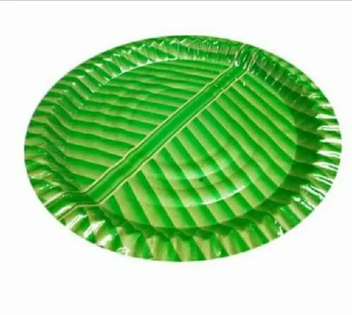 Round Green Plain Kela Patta Paper Plate, For Food Serving, Size : All Sizes