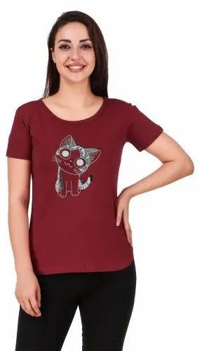 Cotton Ladies Printed T-Shirt, Feature : Anti-Wrinkle