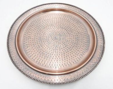 Round GE-29230 Copper Hammered Charger Plate, Size : 13.25 X 13.25 X .762 Inches