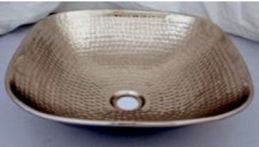 GE-16-1118 Square Hammered Copper Wash Basin, For Kitchen Use