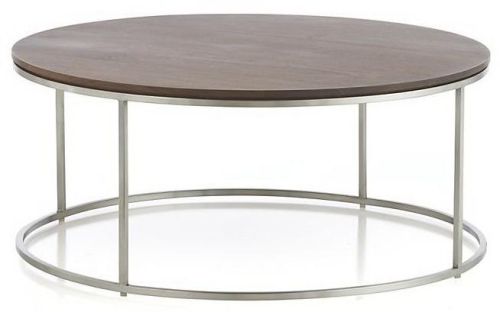 Plain Shiny Stainless Steel Wooden Round Coffee Table