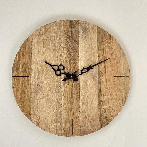 Brown Wooden Round Wall Clock, For Decoration, Display Type : Analog