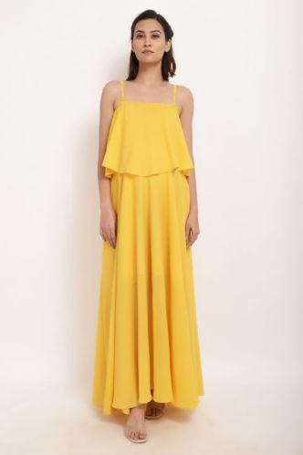 Daffodil Sleeveless Square Neck Maternity Dress, Color : Dandelion Yellow