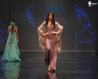 Purple Opal Lycra Statement Sleeve Dress