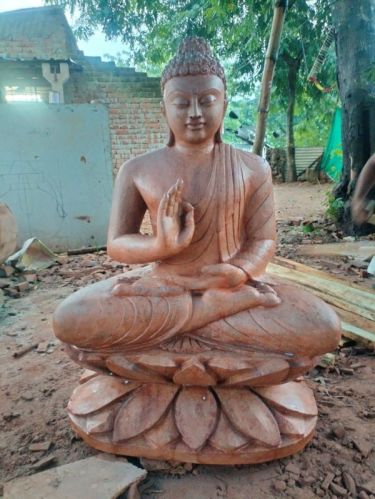 Brownish Sand Stone Avaya Mudra Buddha Statue, For Home, Office, Temple, Size : 3 Feet
