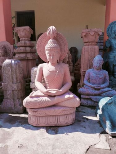 Brownish Sand Stone Buddha Ji Statue, For Home, Office, Temple, Size : All Sizes