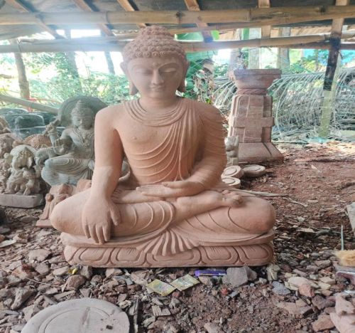 Plain Non Polished Sandstone Sand Stone Buddha Statue, For Garden, Office, Hotel, House, Temple