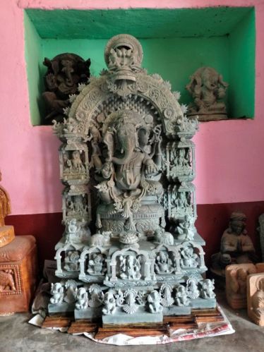 Grey Stone Decorative Ganesh Statue, For Temple, Home, Office