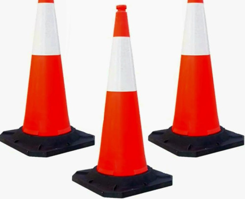 Plastic Reflective Traffic Cone, Shape : Conical, Sizes : 85cm, 1m