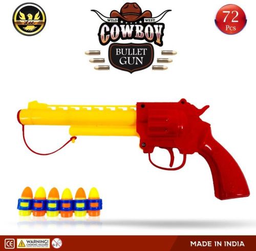 Yellow Plastic Cowboy Bullet Gun Toy, For Kids Playing