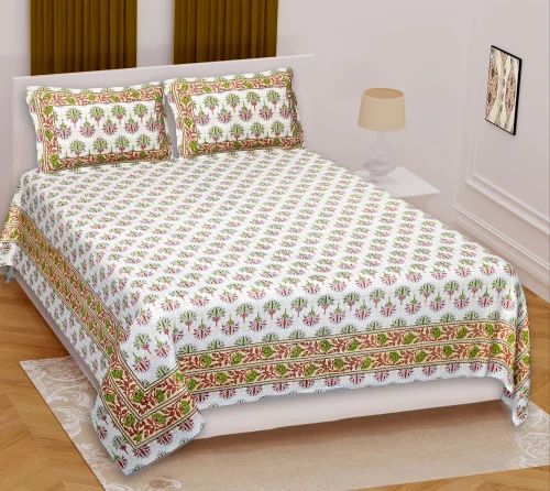 Multicolor Cotton King Size Double Bed Sheet, For Lodge, Picnic, Home, Hotel, Size : Multisizes