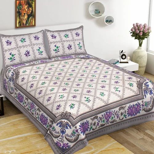 Multi Colours Cotton Queen Size Double Bed Sheet, For Hotel Use, Bedroom Use