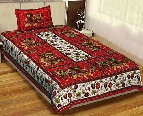 Printed Cotton Designer Single Bed Sheet, For Picnic, Hotel, Home, Feature : Eco Friendly, Easy Wash
