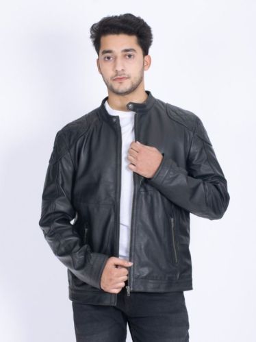 Leather Plain Mens Full Sleeve Jacket, For Easily Washable, Dry Cleaning, Comfortable, Anti-Wrinkle