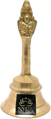 Nyra Pure Brass Pooja Bell, For Temple, Style : Antique, Classical