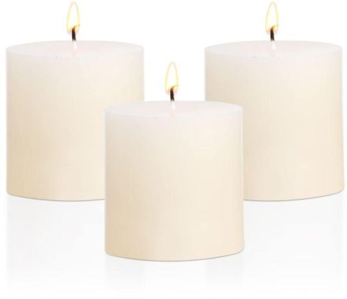 Soy Wax Plain 3x3 White Pillar Candles, For Lighting, Decoration