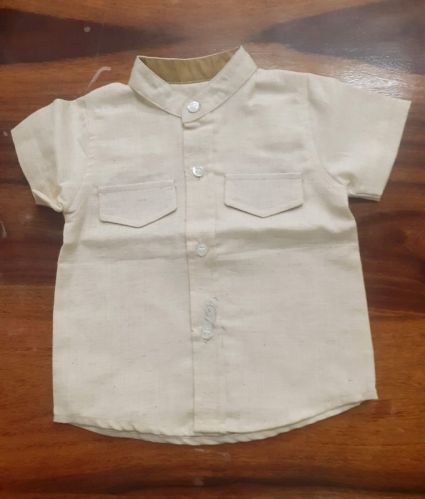 Half Sleeve Plain Cotton Kids Boy Khadi Shirt, Feature : Breathable, Eco-Friendly, Quick Dry