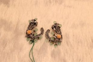 Antique Brass Crystal Stone Earrings, Occasion : Party Wear