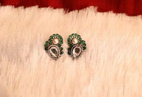 Artificial Jhumki Brass Crystal Stone Earrings, Occasion : Party Wear