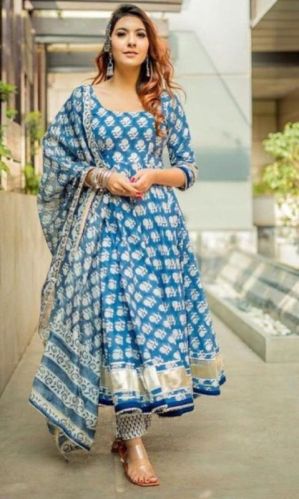 Printed Ladies Anarkali Kurta Set, Technics : Machine Made