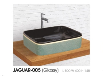 Rectangular Polished Ceramic JAGUAR-005 (GLOSSY) WASH BASIN, For Home, Hotel, Restaurant, Style : Modern