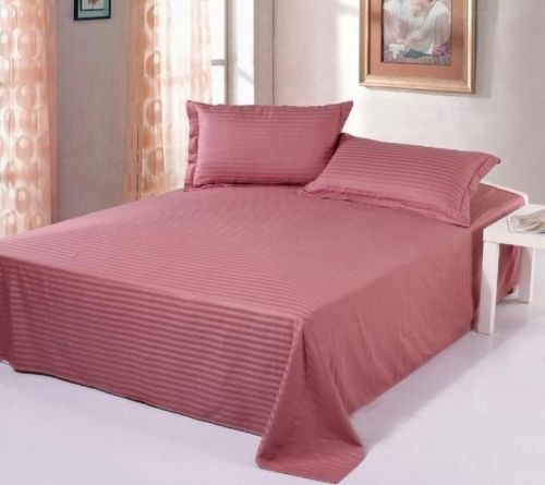 Baby Pink Stripe Double Bed Sheet, For Home, Hotel, Feature : Anti Shrink, Anti Wrinkle, Easy To Clean