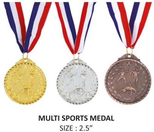 Polished Zinc Alloy Plain MULTI SPORTS MEDAL, Style : Antique