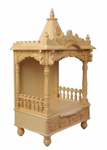 Brown Plain Polished Designer Wooden Temple, For House, Offices, Shops, Style : Antique