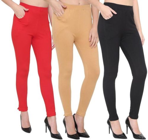 Ladies Premium Cotton Lycra Leggings, Technics : Machine Made