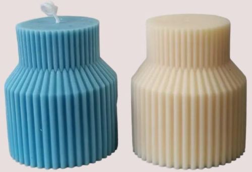 Paraffin Wax Stripped Pillar Scented Candle, For Lighting, Decoration, Speciality : Smokeless, Fine Finished