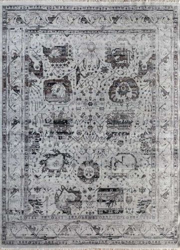 Platinum/Nickel Platinum & Nickel Hand Knotted Rug, For Home, Office, Hotel, Shape : Rectangular