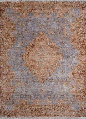 Rectangular Light Peach Hand Knotted Rug, For Home, Office, Hotel