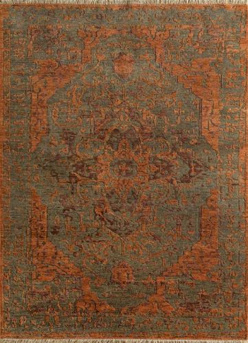 Rectangular Red Orange Hand Knotted Rug, For Home, Office, Hotel, Packaging Type : Roll