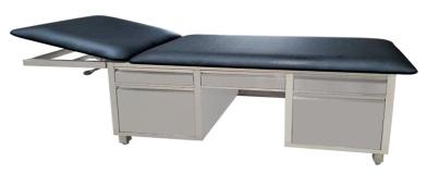Black Rectangular Stainless Steel Examination Couch With Cabinet, For Hospital