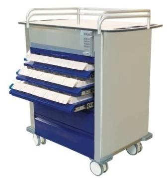 Rectangular Polished Stainless-steel Medication Cart, For Clinical Use, Hospitals Use, Color : Grey